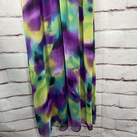 Candies Womens Sz L Maxi Dress V Neck Purple Green Blue Pullover Party Beach - Picture 7 of 11